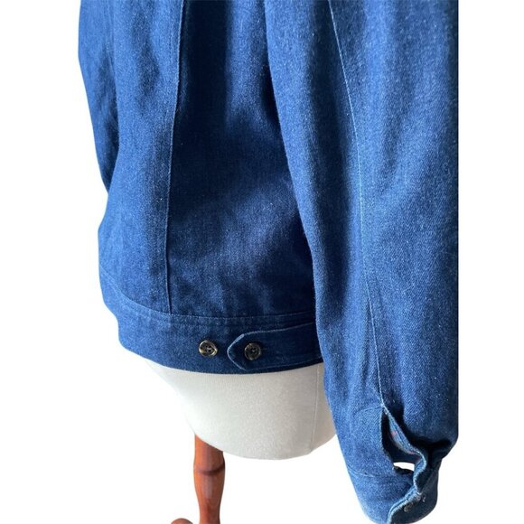 Vintage Tanner Country Denim Jacket Medium With Plaid Lining & Button Front - Picture 8 of 12